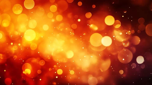 Warm glowing bokeh lights abstract background in golden hues.