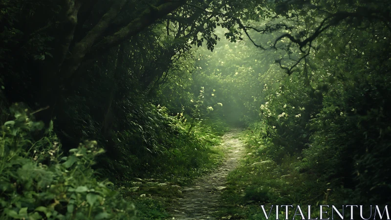 Dense Verdant Woodland Tunnel with Photogrammetric Atmospheric Depth Rendering