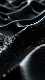 Abstract black metallic mesh waves in close detail.