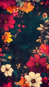 Vibrant Floral Composition with Layered Botanical Elements.