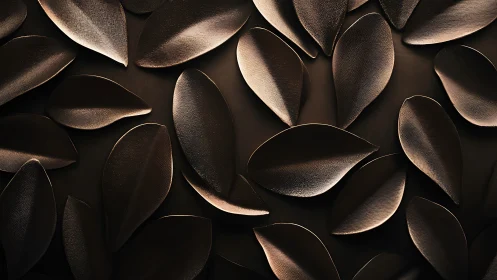 Metallic leaf forms are arranged in an overlapping pattern