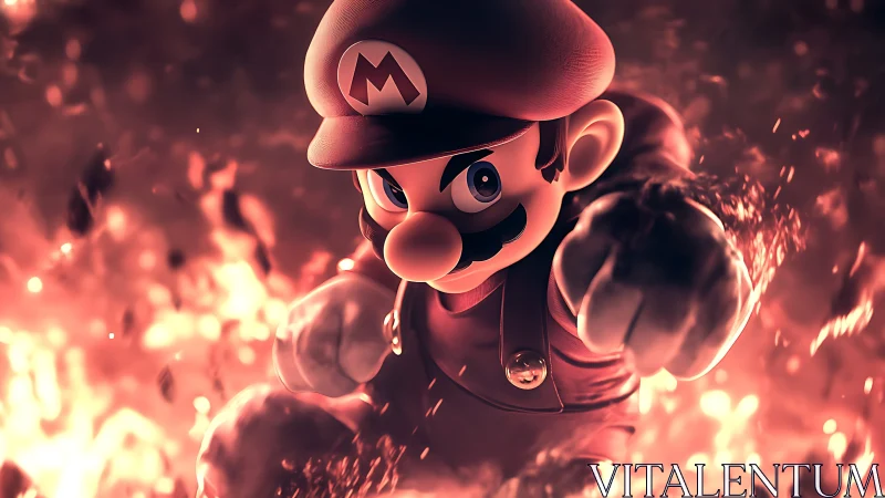 Mario 3D Render with Fire Effects and Dynamic Lighting.