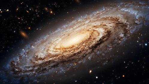 Spiral galaxy core glowing amid dense star field in space.