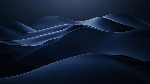 Midnight blue abstract waves flow across a tranquil horizon