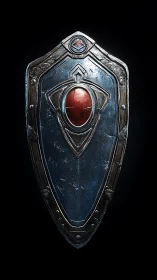 Runescarred sentry shield with ember core at watchful rest.
