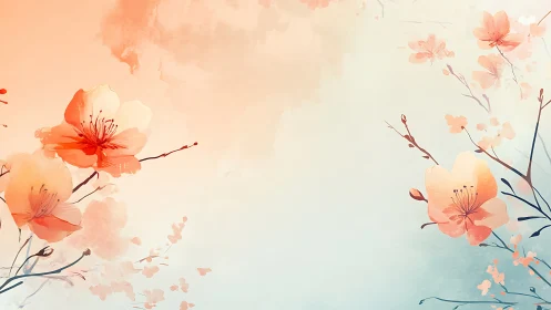 Blush blossom whispers drifting across a pastel sky.