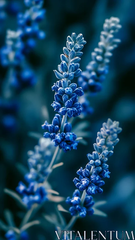 Frosted Lavender Blooms Against Teal Depths.