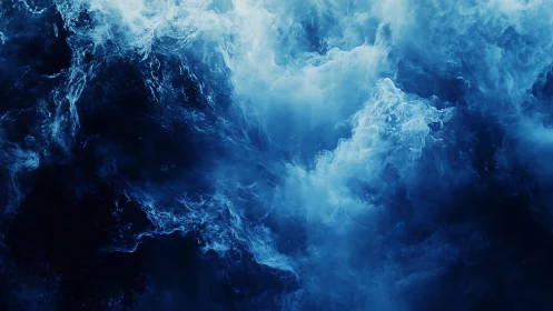 Abstract swirling blue water texture in dramatic digital art style.