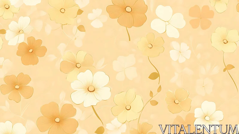 Floral Pattern with Multicolored Blooms on Neutral Background.