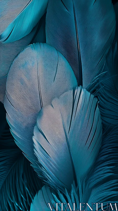 Close-up study of overlapping teal bird feathers.