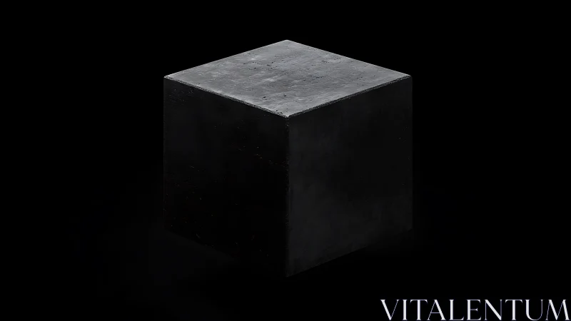 Solid dark cube isolated against deep black background.