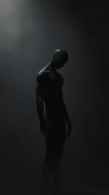 Solitary silhouetted figure in low dramatic side lighting.
