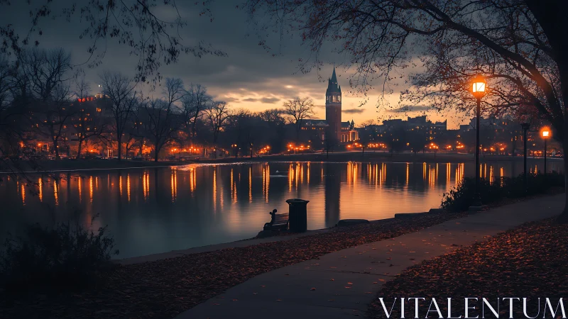 Lamp-lit riverside stroll steals the spotlight from dusk