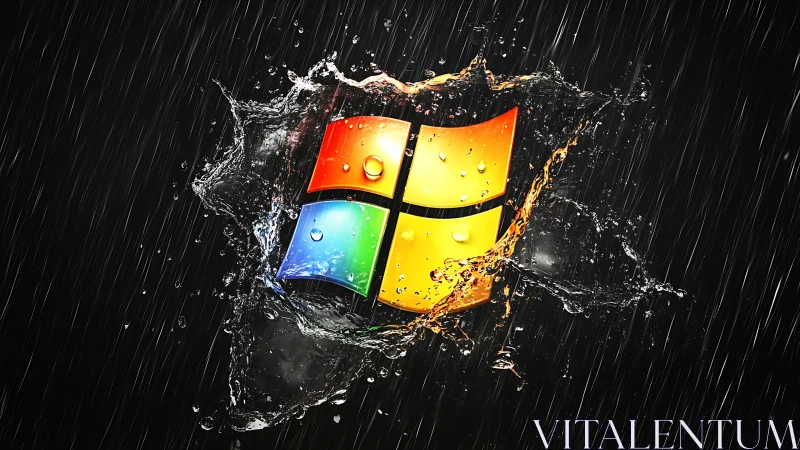 Hydrodynamic Windows emblem in high-impact splash simulation.