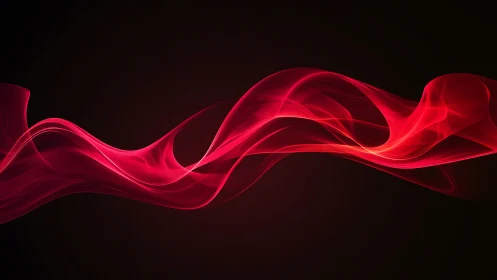 Crimson light waves flow across a deep shadowed backdrop