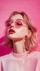 Monochrome pink fashion portrait exudes dreamy pop attitude.
