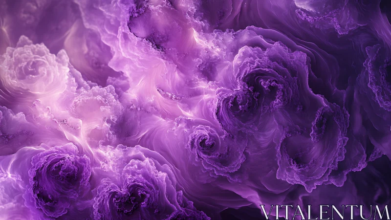 Volumetric violet fractal clouds form swirling turbulent clusters