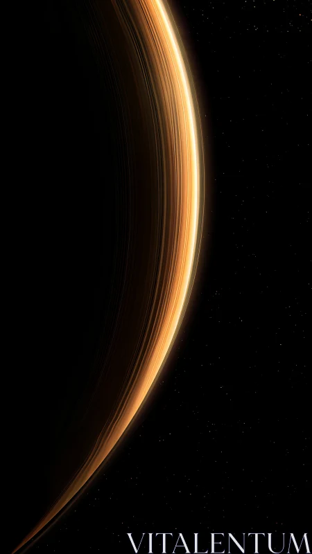 Curved planetary ring in luminous golden eclipse glow.