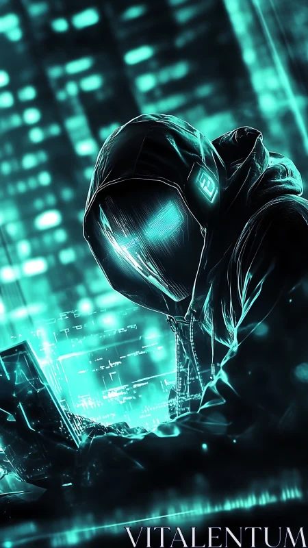 Neon ghost hacker bends city lights into electric code storm.