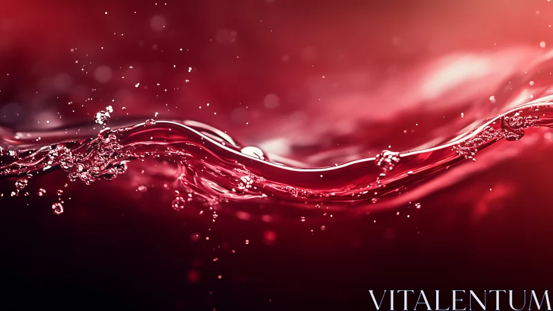 High-speed macro capture of red liquid wave with bokeh depth