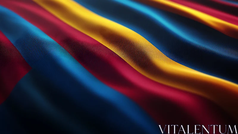 Velvet waves of red, blue and gold in luminous motion.