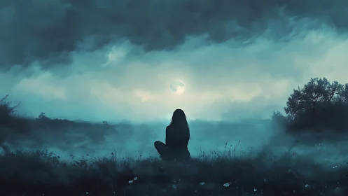 Moonlit Listener in the Mist-Swept Meadow of Quiet Secrets.