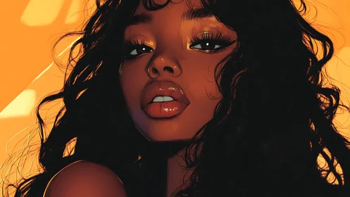 Digital portrait shows close-up stylized view of a woman