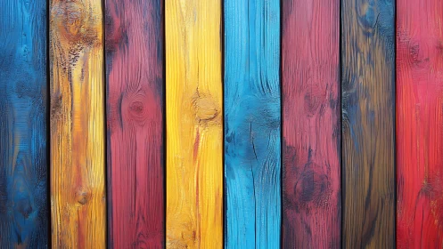 Color-soaked wooden planks lined up in cheerful harmony.