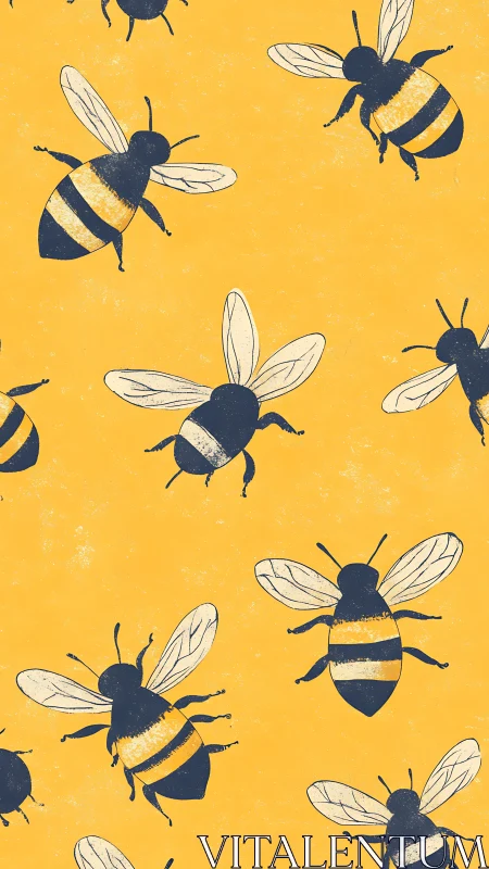 Busy honeybee pattern brings playful charm to sunny yellow