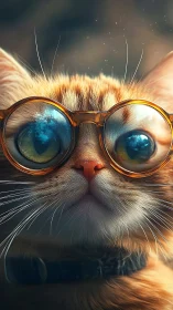 Whimsical Feline Gazes Through Oversized Spectacles
