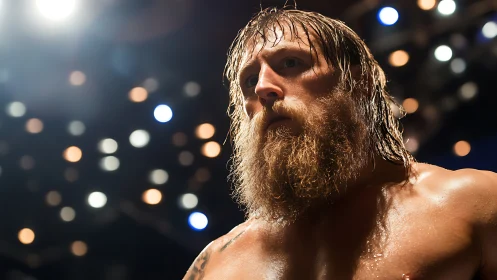 Wet beard and stare capture intensity in the night.