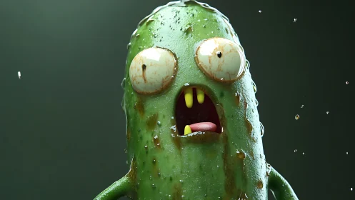 Panicked pickle hero gapes wide under cinematic splashes