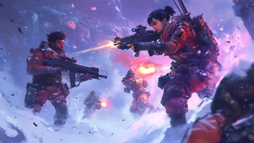 Tactical Unit Engages in Arctic Combat with Plasma Ordnance.