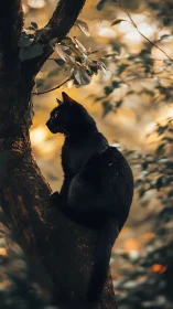 Obsidian Feline Contemplates Autumn Whispers.