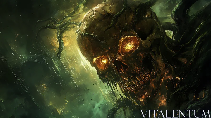 Infernal skull titan emerges from a decaying alien void.