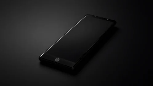 Black smartphone displayed in 3D render with minimalist aesthetic