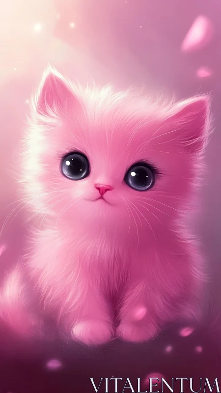 Dreamy Pink Kitten With Luminous Eyes.