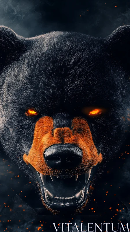 Ferocious bear avatar roars with blazing orange fury.