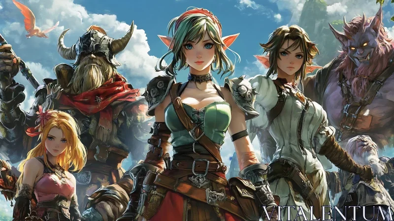 Fantasy adventuring party in detailed character lineup.