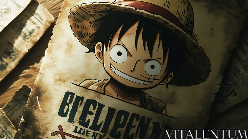 Wanted poster grins as straw-hatted pirate claims the frame