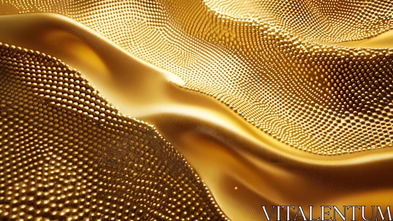 Abstract golden waves with metallic dot texture in modern style.