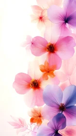 Vibrant Floral Composition with Soft Pink and Purple Blooms