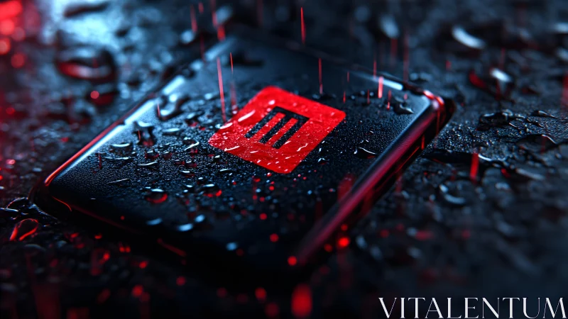 Futuristic wet pause button illuminated in neon red and black. Futuristic wet pause button illuminated in neon red and black.