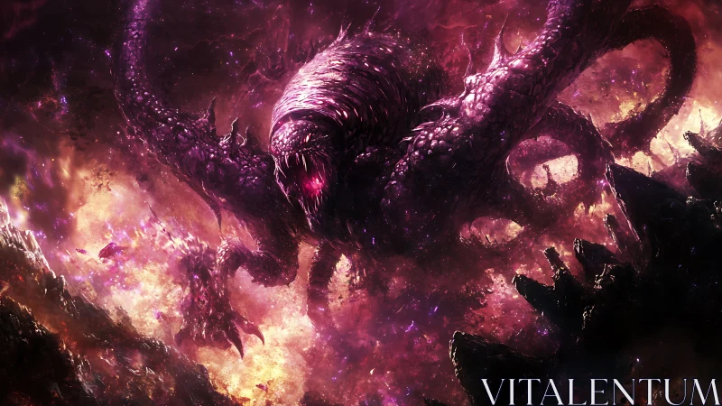 Cosmic leviathan with tentacles in nebular inferno attack