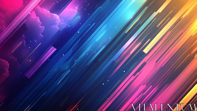 Neon comet highways streaking through a candy sky portal.