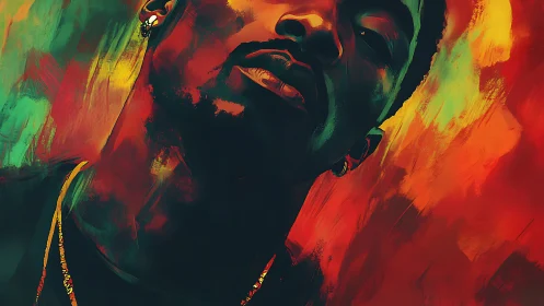 Expressive neon portrait in dynamic digital brushwork style.