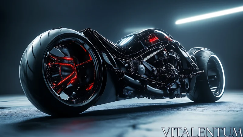 Night‑forged cyber bike coiled in neon and chrome hunger.