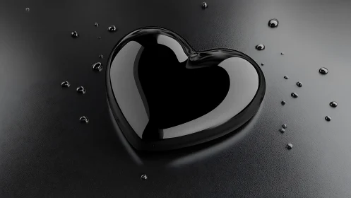 Glass Heart with Dispersing Droplets on Textured Surface.