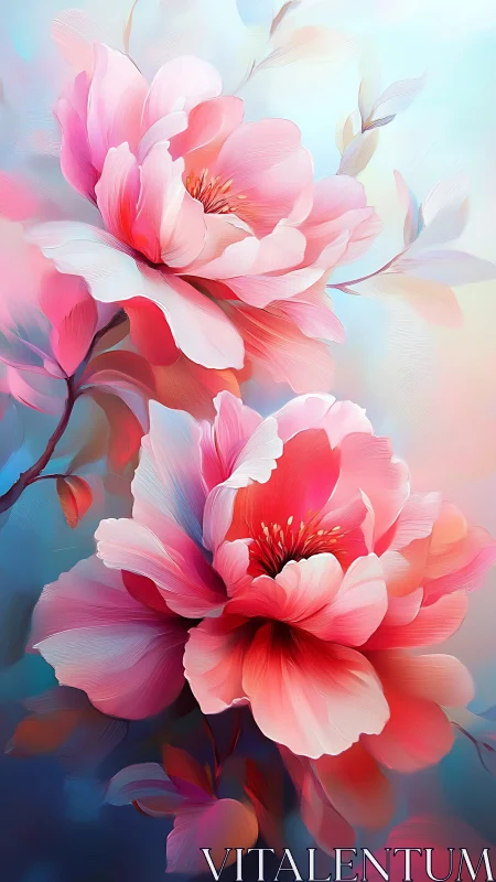 Layered Peony Blooms: Gradient-Rendered Floral Study.