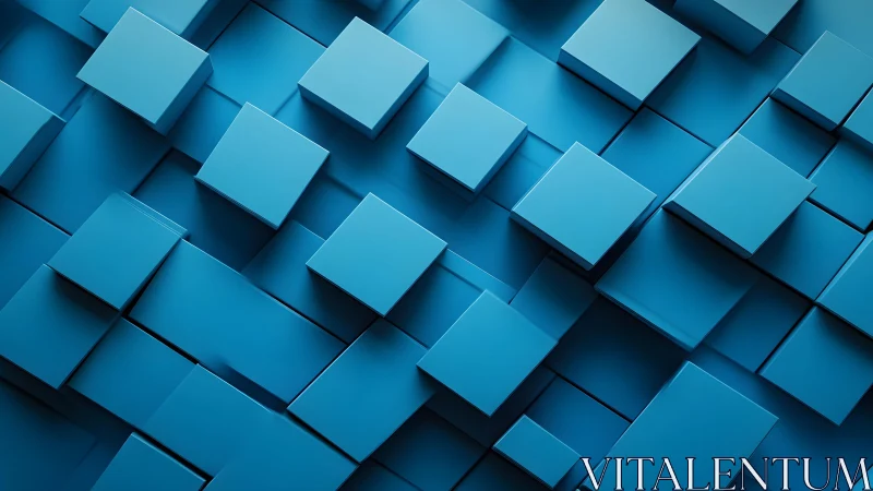 Abstract 3D Blue Cubes Pattern in Modern Geometric Style.